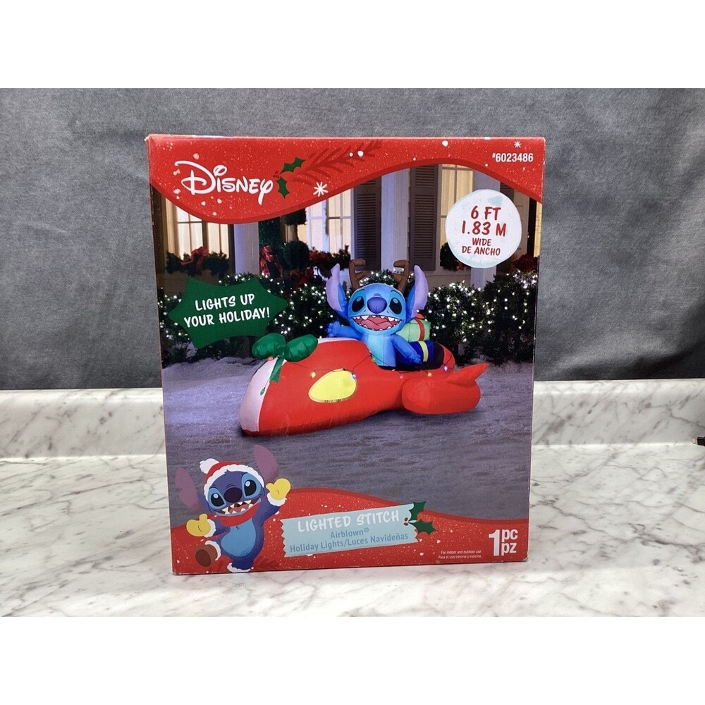 Gemmy Stitch Sleigh Lighte 6' Tall Airblown Christmas Inflatable NIB